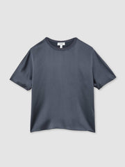 Silk Short-Sleeve Top in Blue
