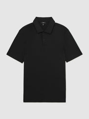 Cotton Short-Sleeve Polo Shirt in Black