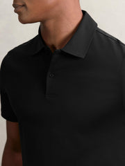 Cotton Short-Sleeve Polo Shirt in Black
