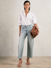 Petite Mid-Rise Straight-Leg Jeans in Pale Blue