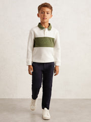 3-9 yrs Cotton Logo-Embroidery Rugby Polo Shirt in Forset Green/White
