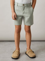 3-9 yrs Cotton Chino Shorts with Stretch in Pistachio