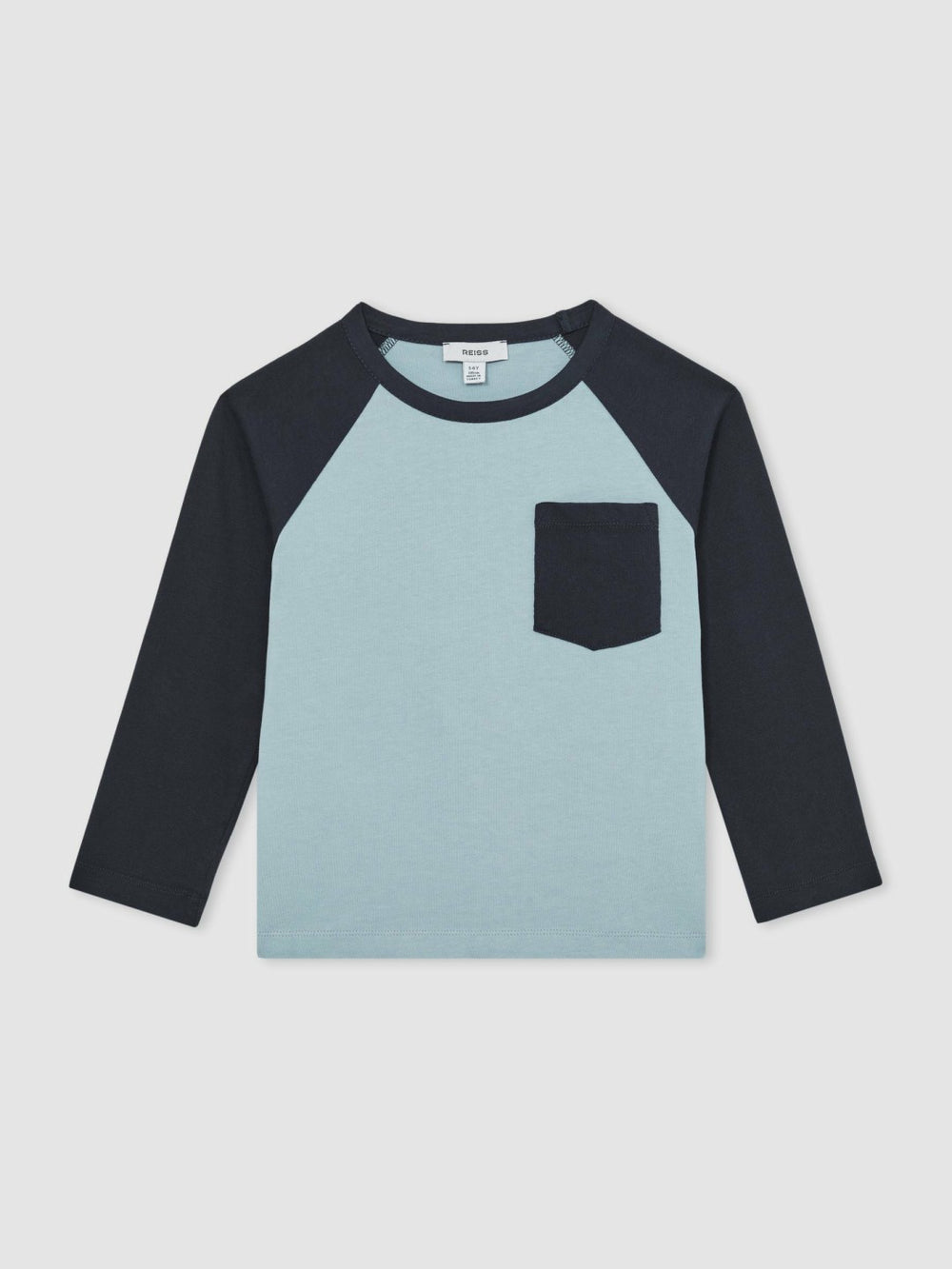13-14 yrs Cotton Colour-Block Long-Sleeve T-Shirt in Navy Blue