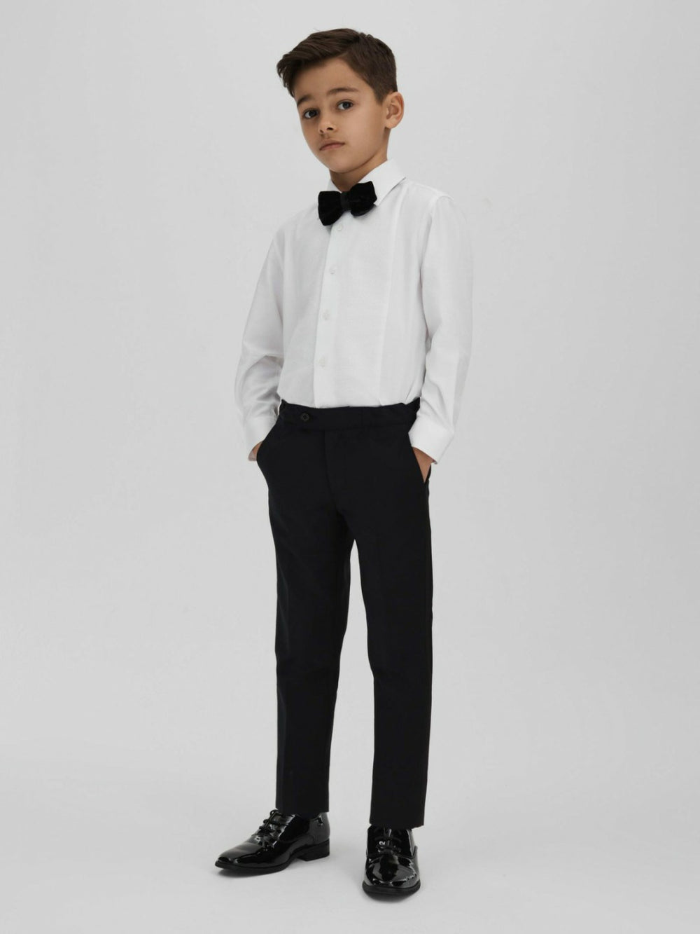 3-9 yrs Slim Fit Textured Bib Dinner Shirt in White