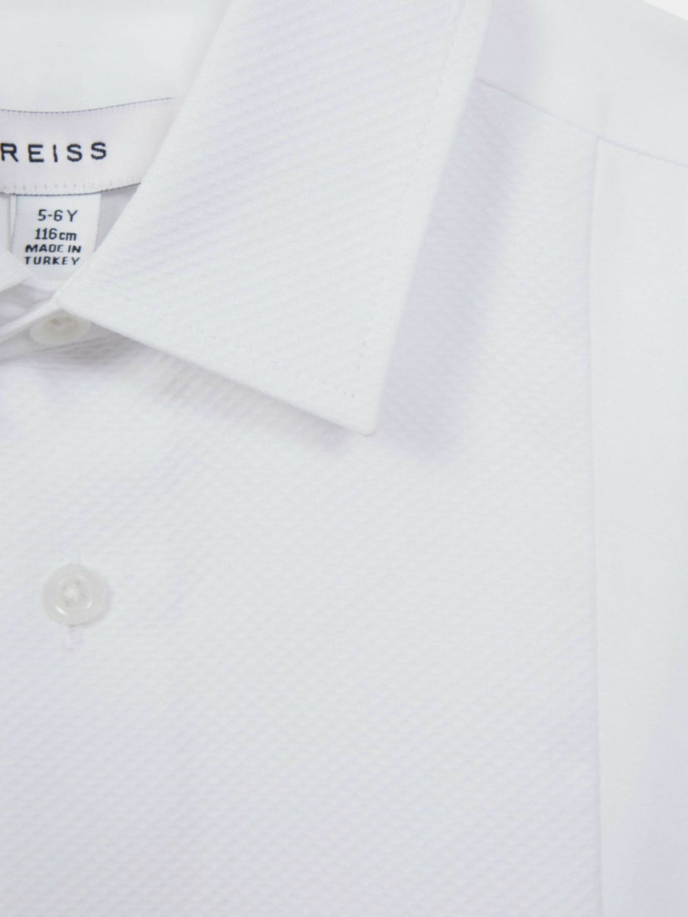 3-9 yrs Slim Fit Textured Bib Dinner Shirt in White