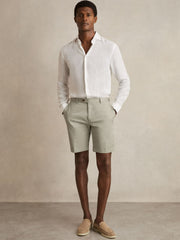 Cotton Chino Shorts With Stretch in Soft Sage
