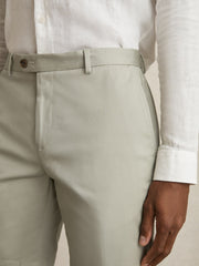 Cotton Chino Shorts With Stretch in Soft Sage