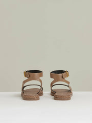 Leather Plait Detail Sandals in Tan
