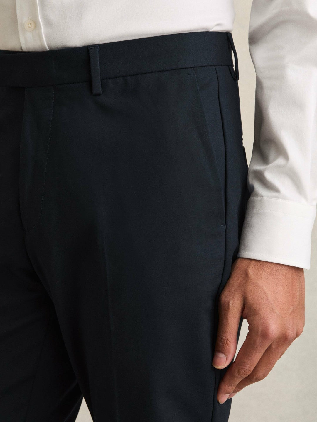 Slim Fit Cotton Blend Chinos in Navy