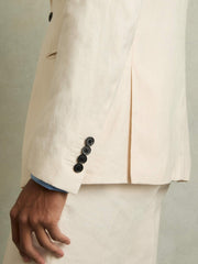 Slim-Fit Single Breasted Linen Blazer in Stone