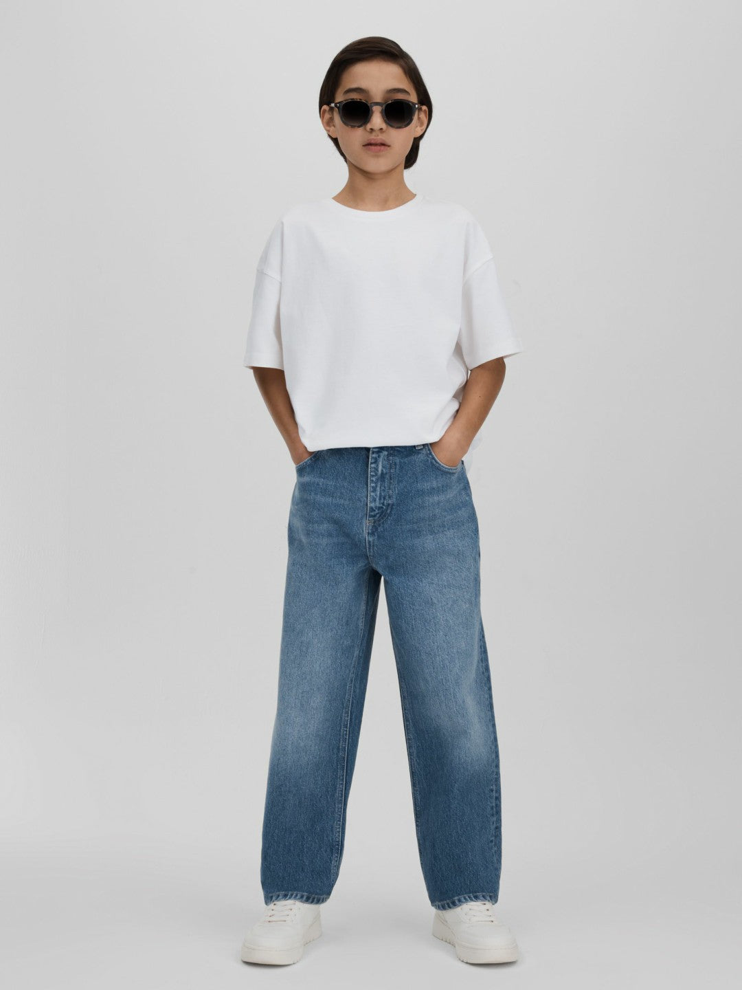 3-9 yrs Loose Fit Adjuster Jeans in Mid Blue