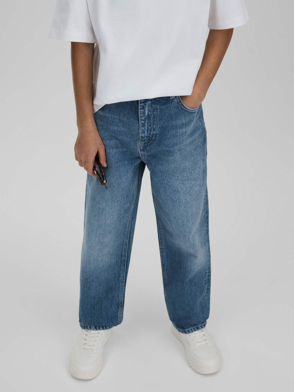 3-9 yrs Loose Fit Adjuster Jeans in Mid Blue