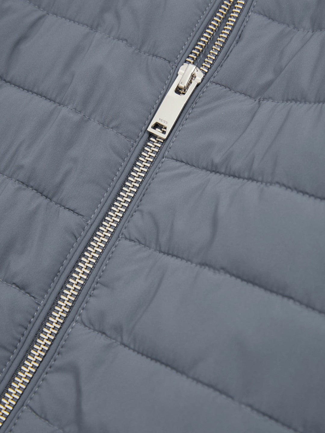 Hybrid Quilt and Knit Zip-Through Jacket in Airforce Blue