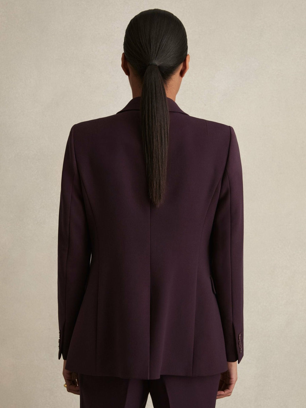 Tailored Single Breasted Suit Blazer in Berry
