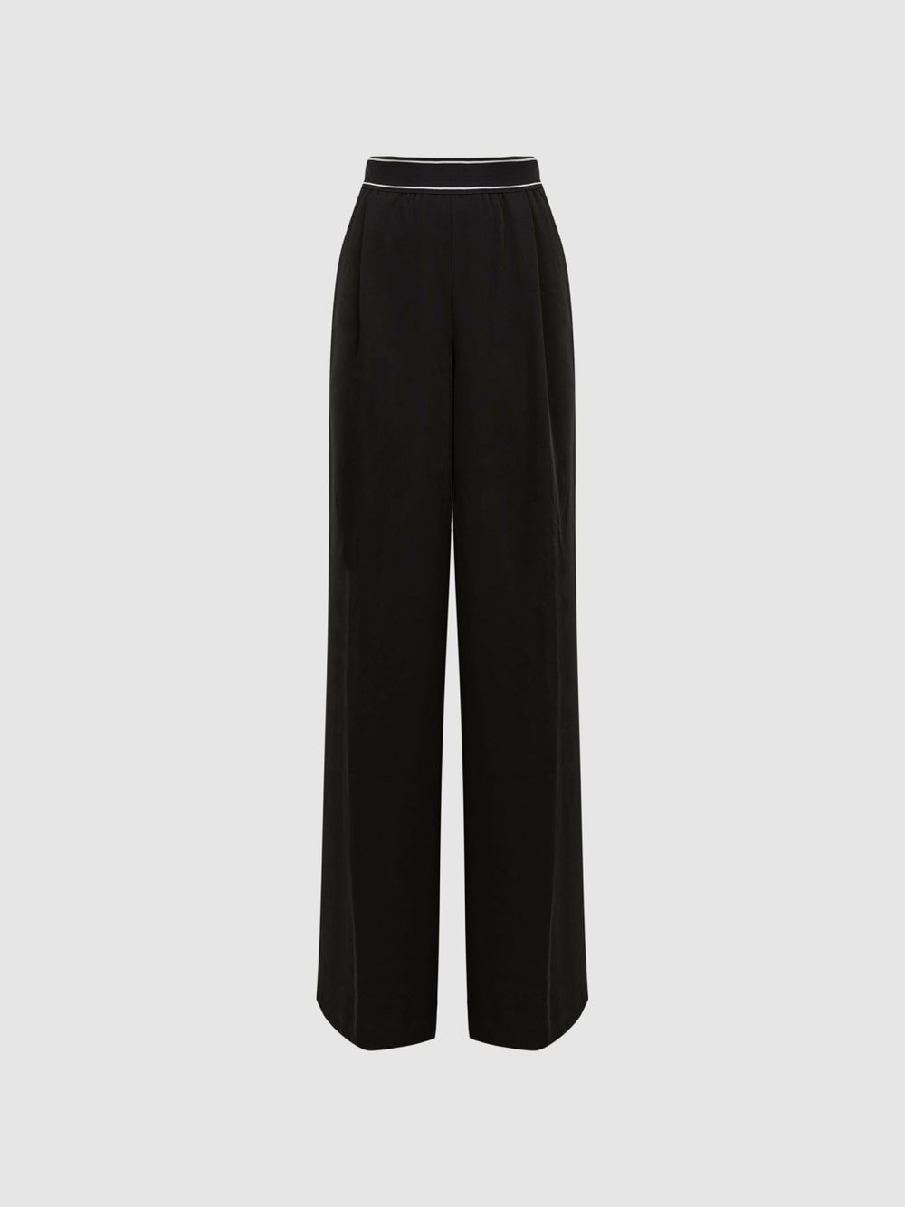 Wide Leg Elasticated Trousers in Black