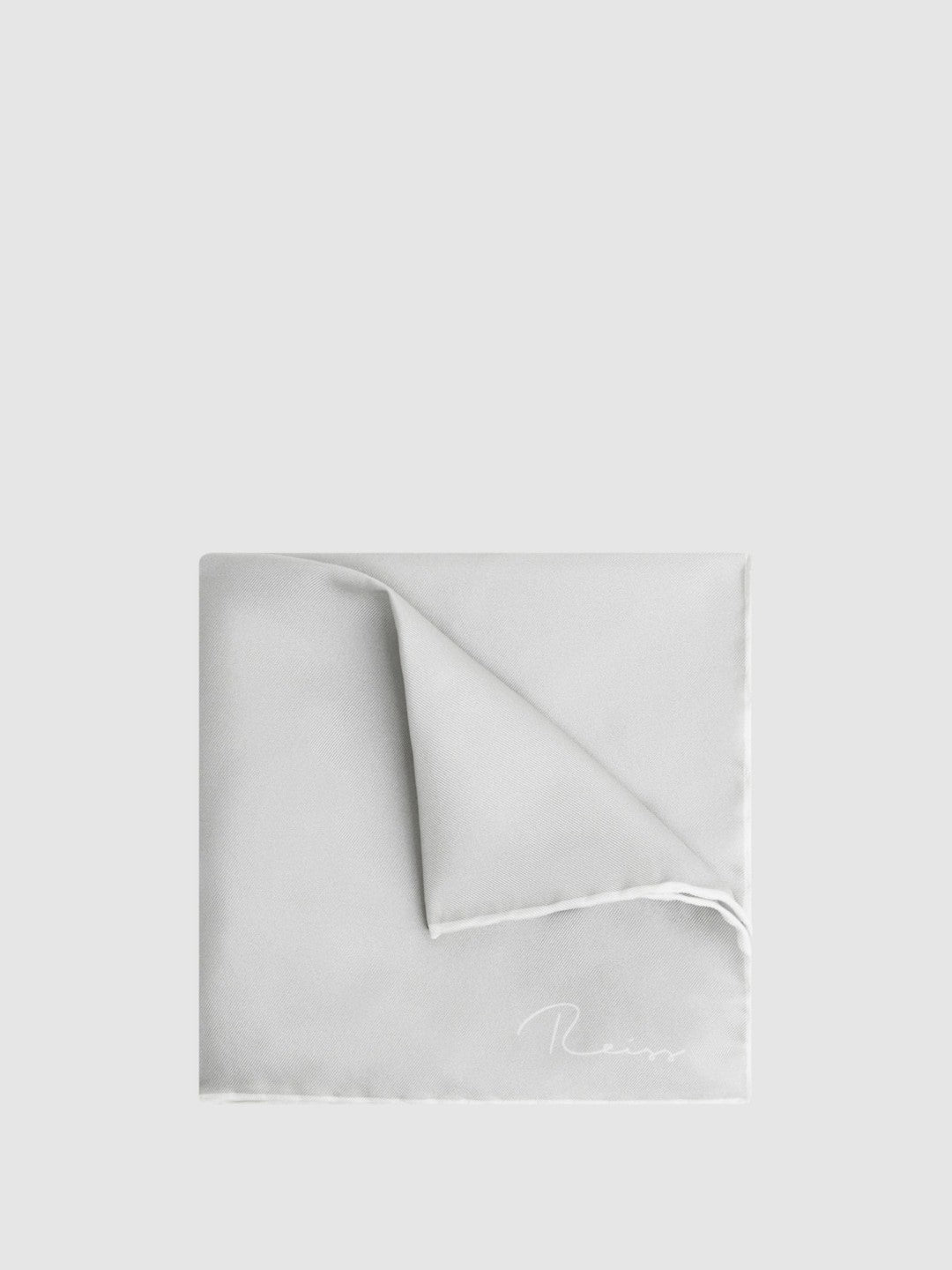 Plain Silk Pocket Square in Silver