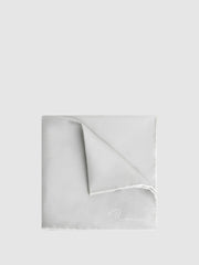 Plain Silk Pocket Square in Silver