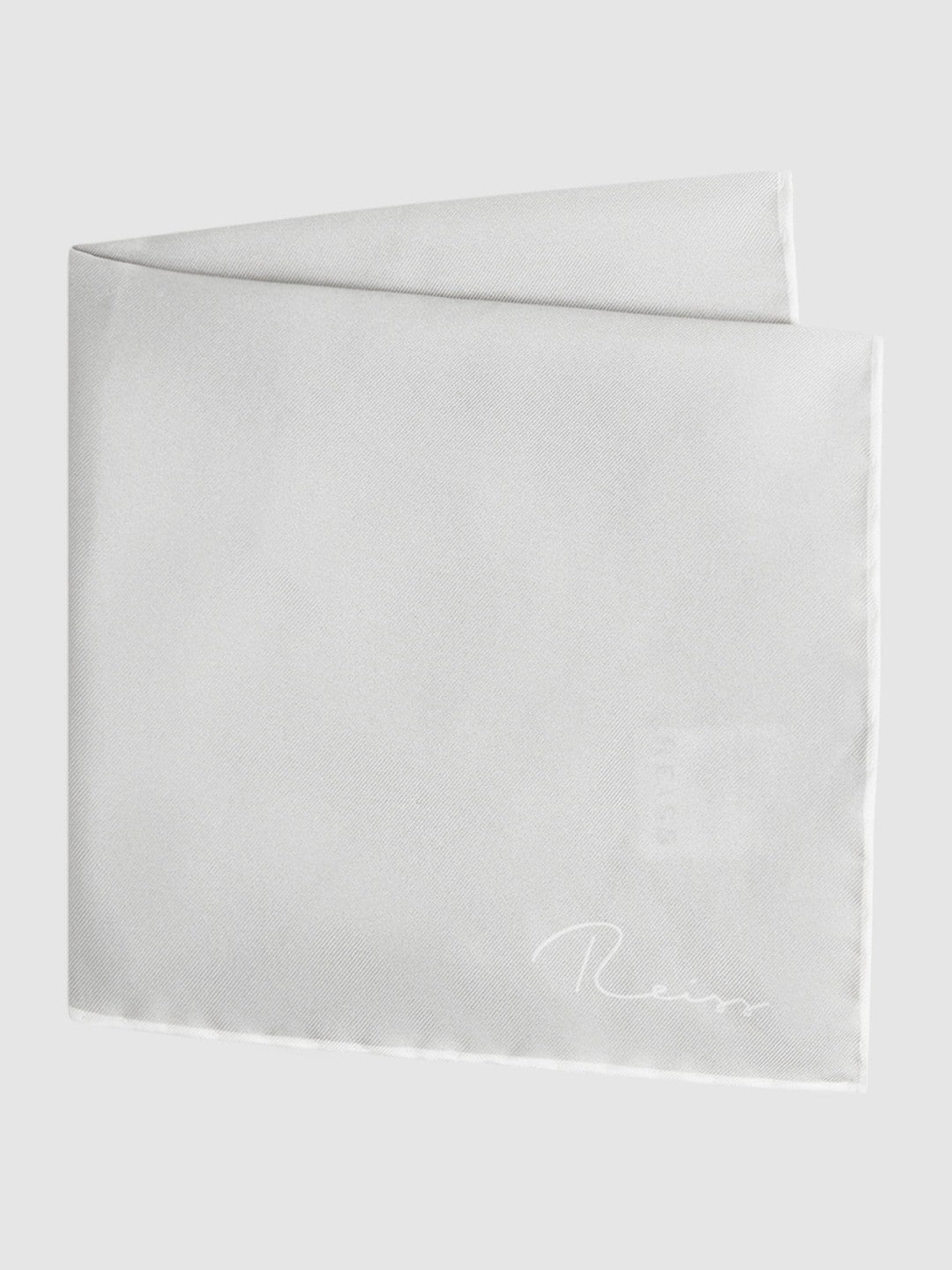 Plain Silk Pocket Square in Silver