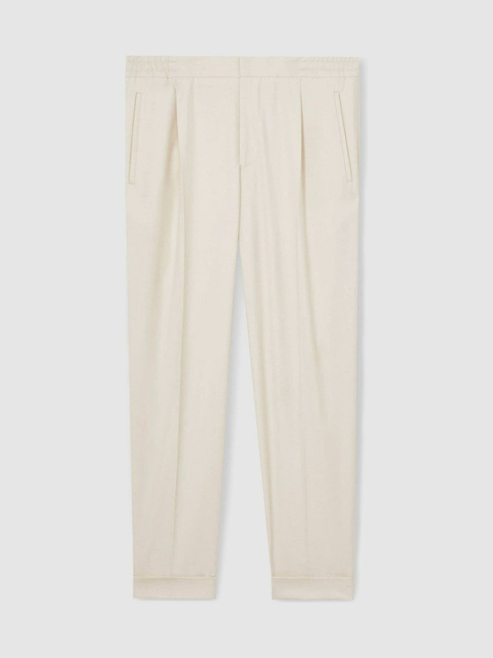 Relaxed-Fit Pleated Tapered Trousers in Ecru