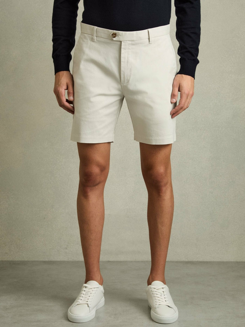 Short Length Casual Chino Shorts in Chalk