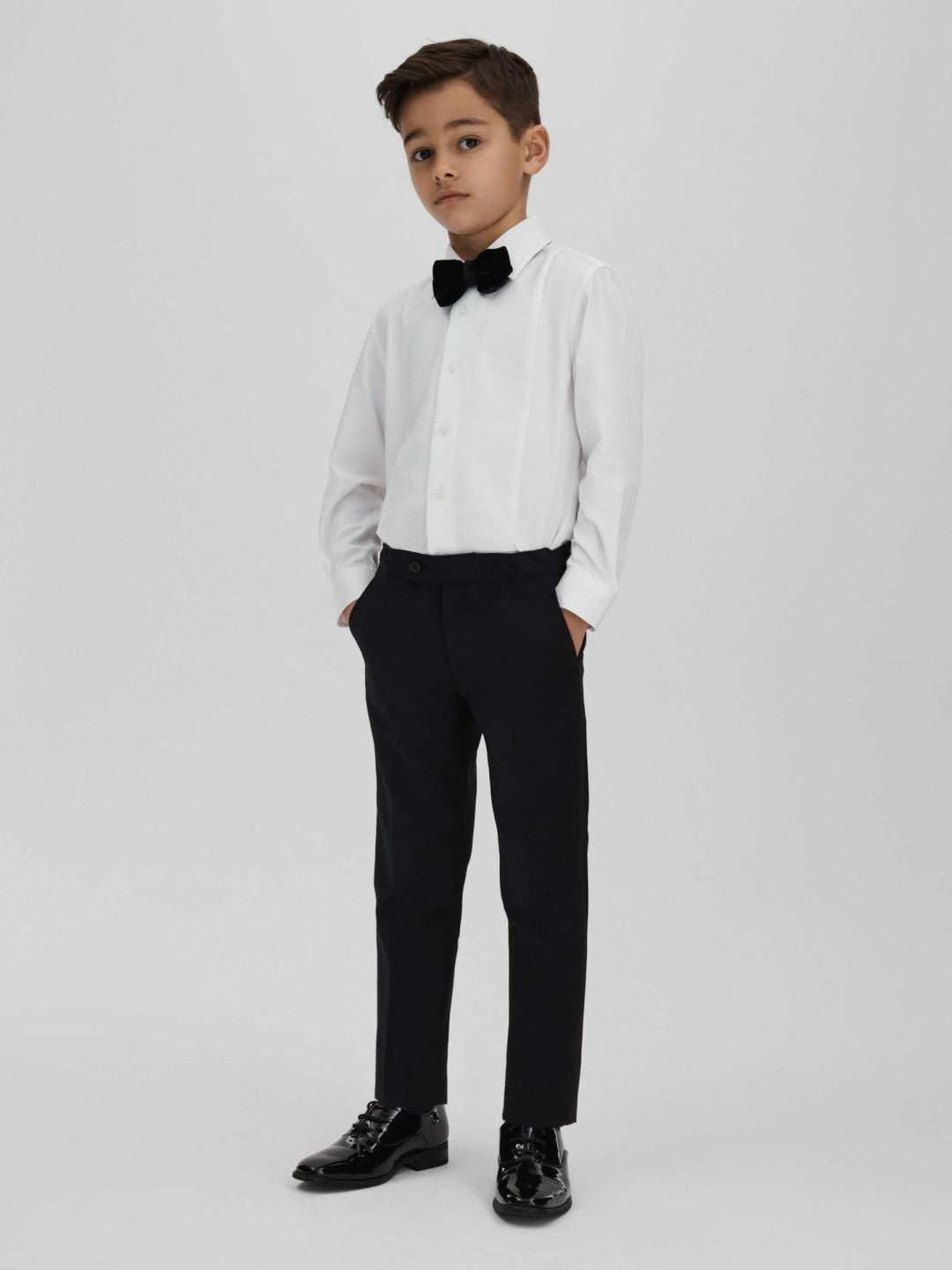 9-14 yrs Slim Fit Textured Bib Dinner Shirt in White