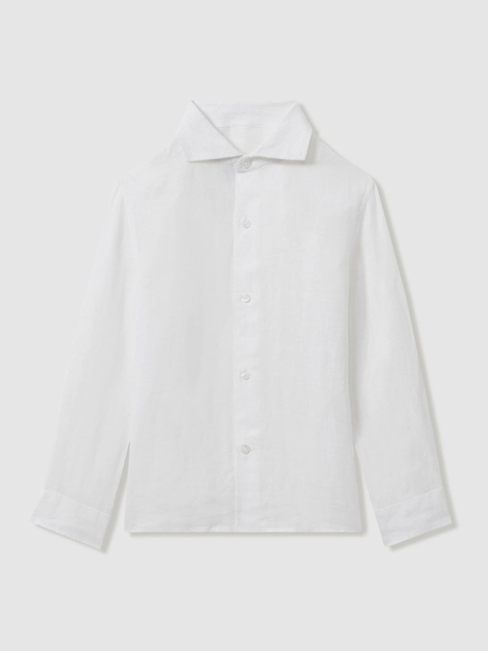 9-13 yrs Striped Linen Cutaway Collar Shirt in White