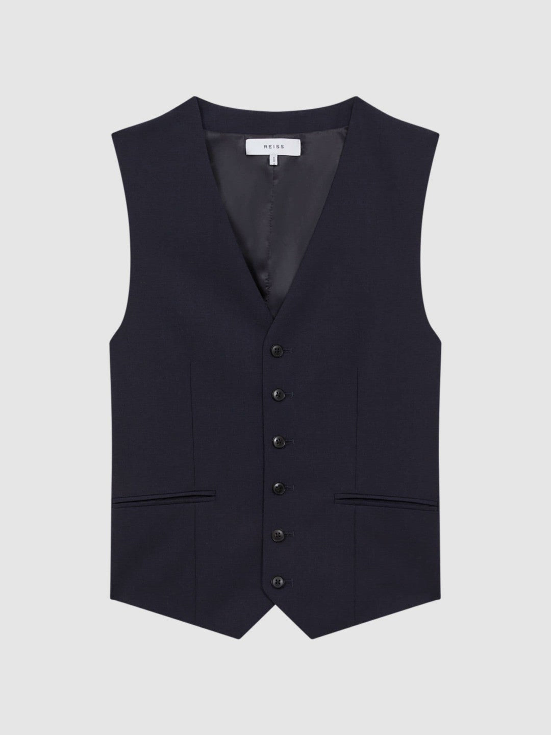 Modern Fit Wool Blend Waistcoat in Navy