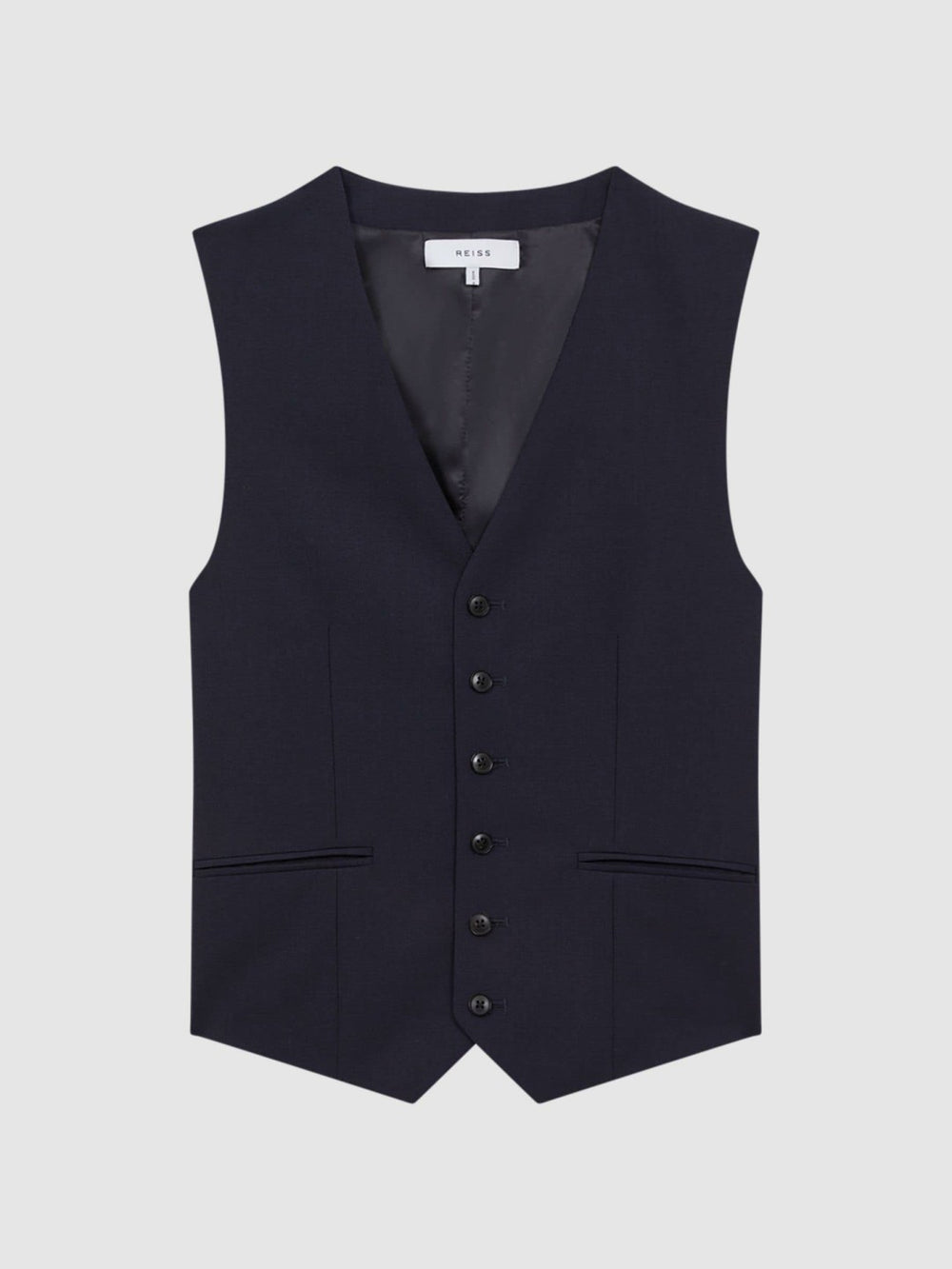 Modern Fit Wool Blend Waistcoat in Navy