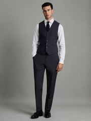 Modern Fit Wool Blend Waistcoat in Navy