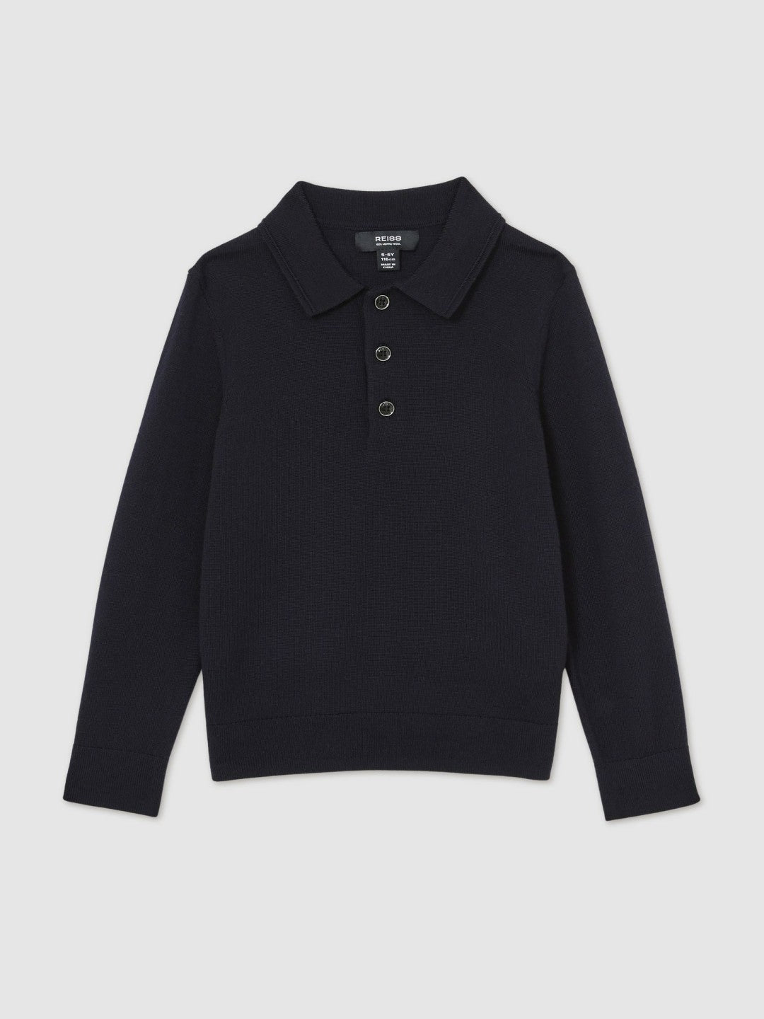 3-9 yrs Merino Wool Polo Shirt in Navy
