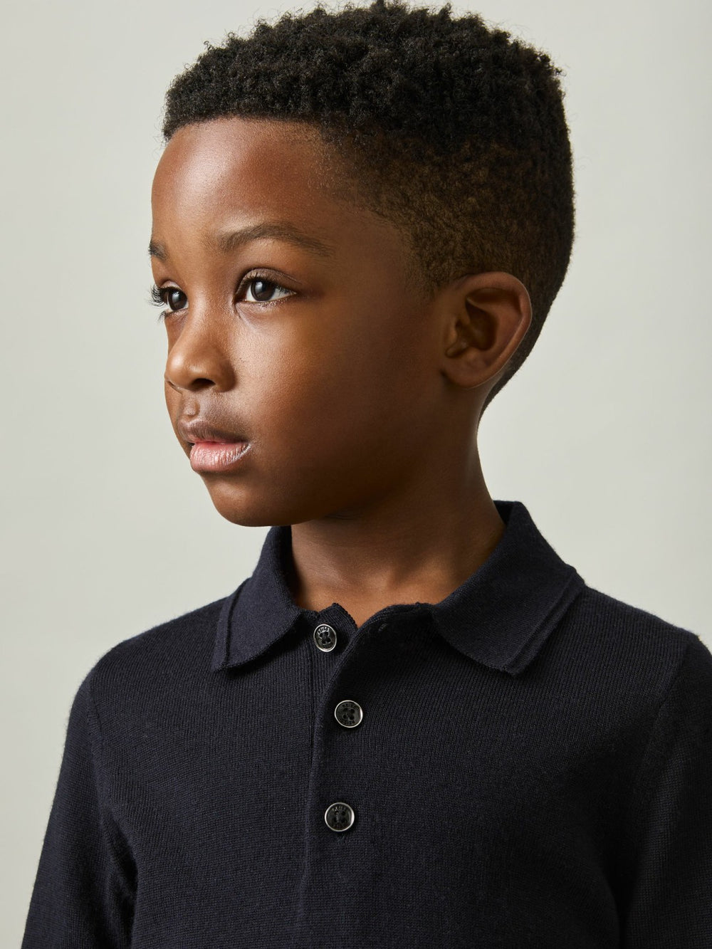 3-9 yrs Merino Wool Polo Shirt in Navy