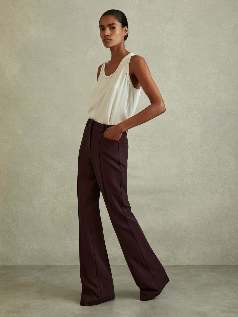 Flared Suit Trousers in Berry