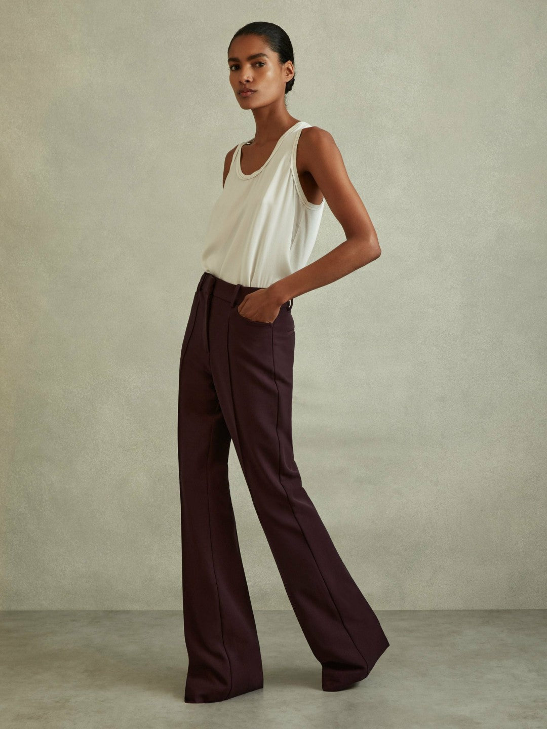 Flared Suit Trousers in Berry