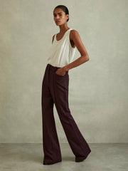 Flared Suit Trousers in Berry