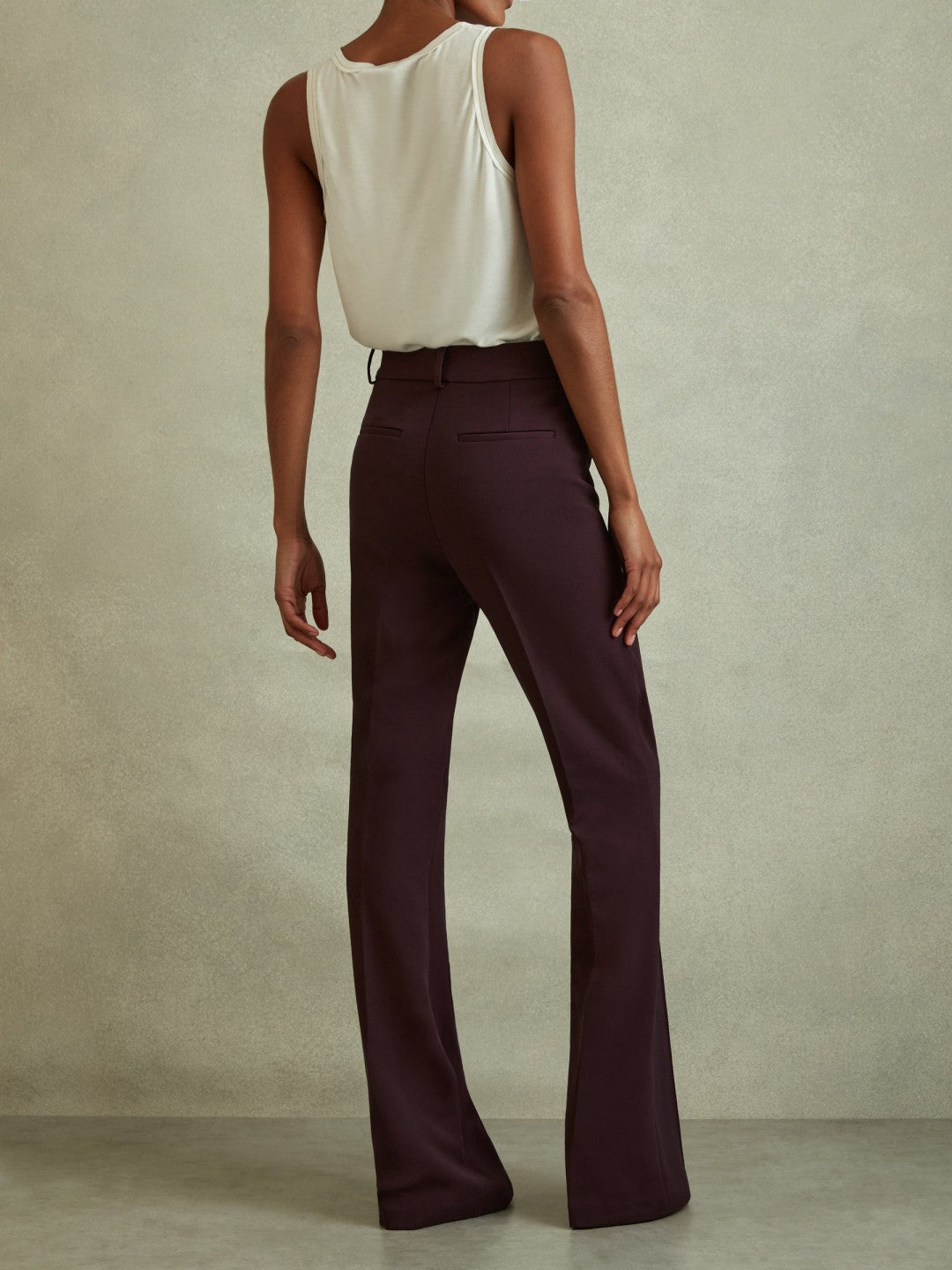 Flared Suit Trousers in Berry