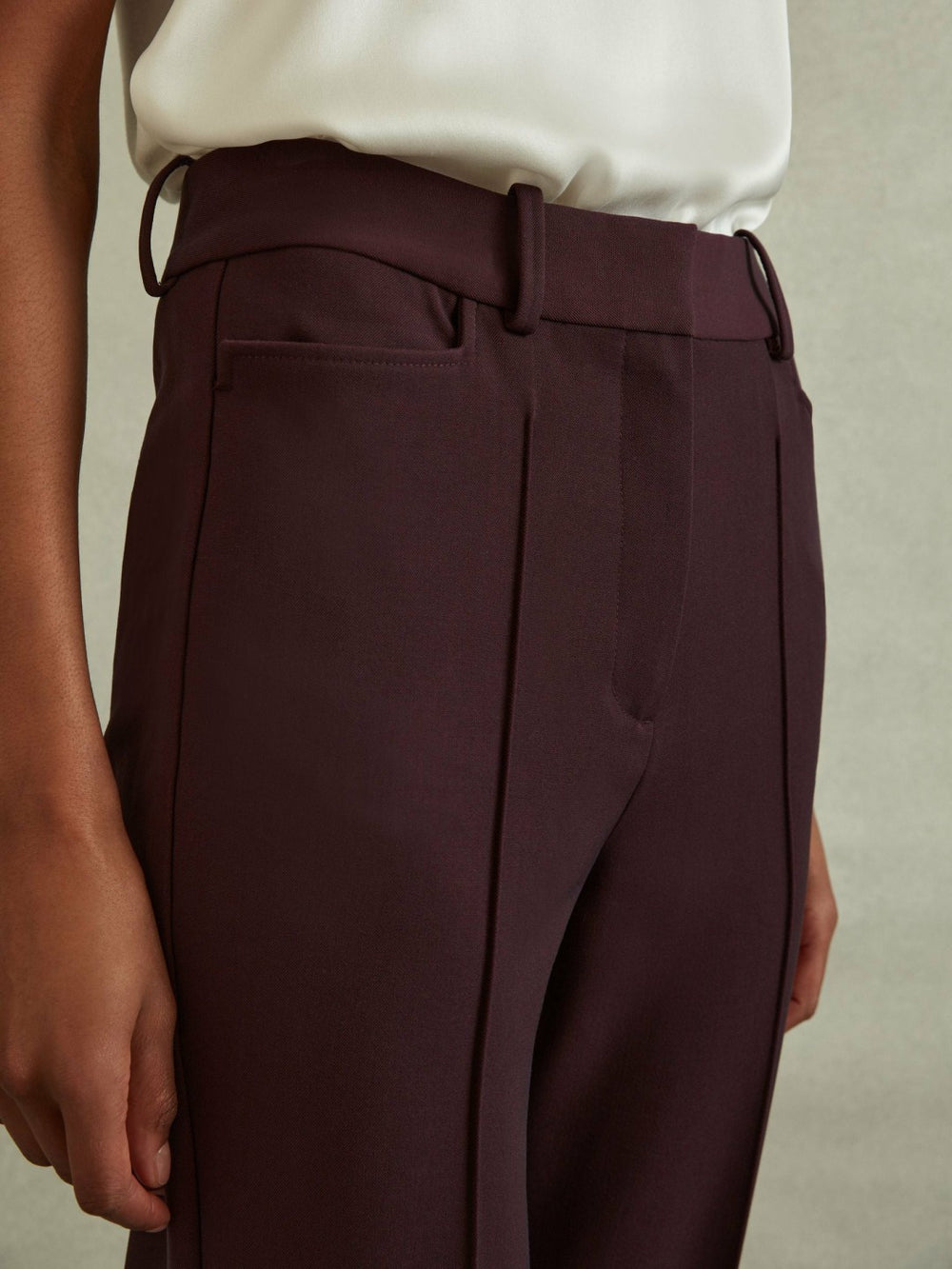 Flared Suit Trousers in Berry