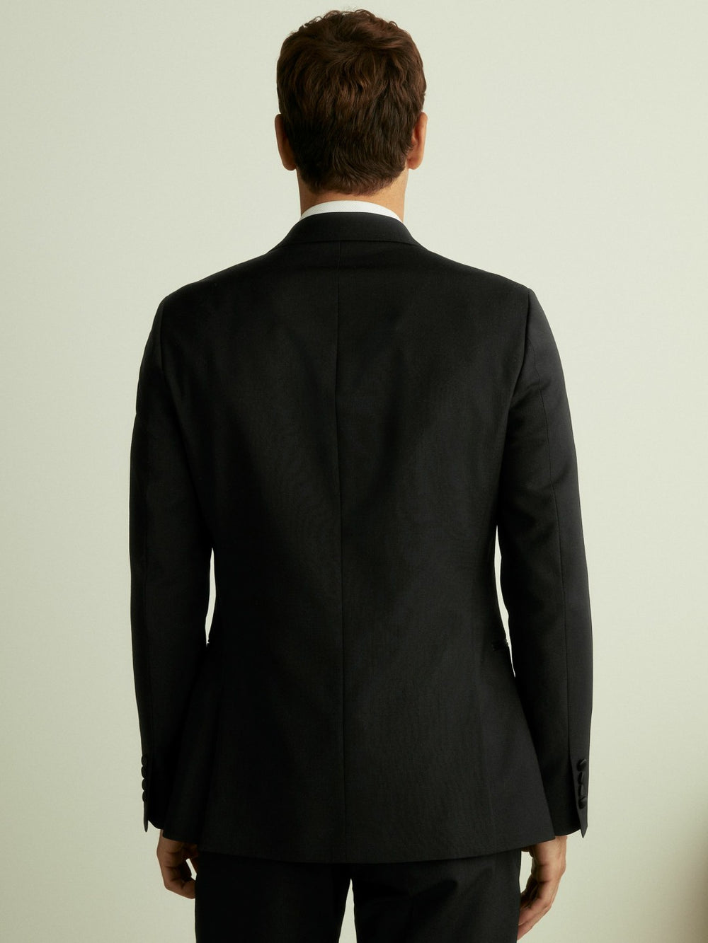 Double Breasted Tuxedo Slim Fit Jacket in Black