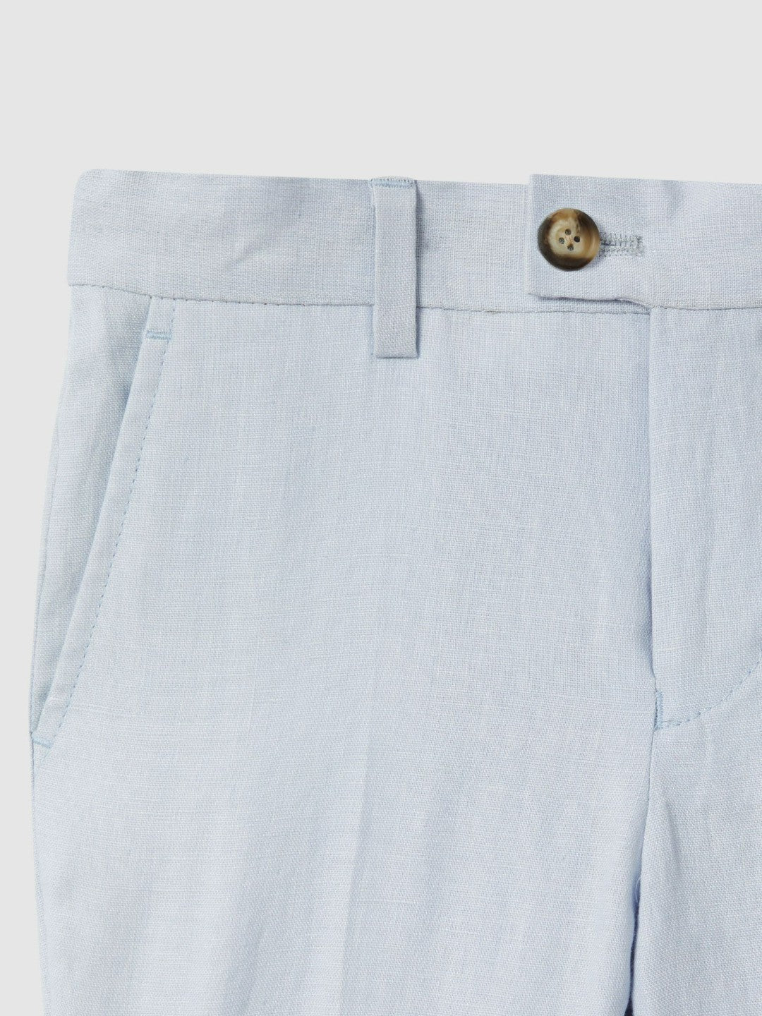 9-13 yrs Slim Fit Linen Adjustable Trousers in Soft Blue