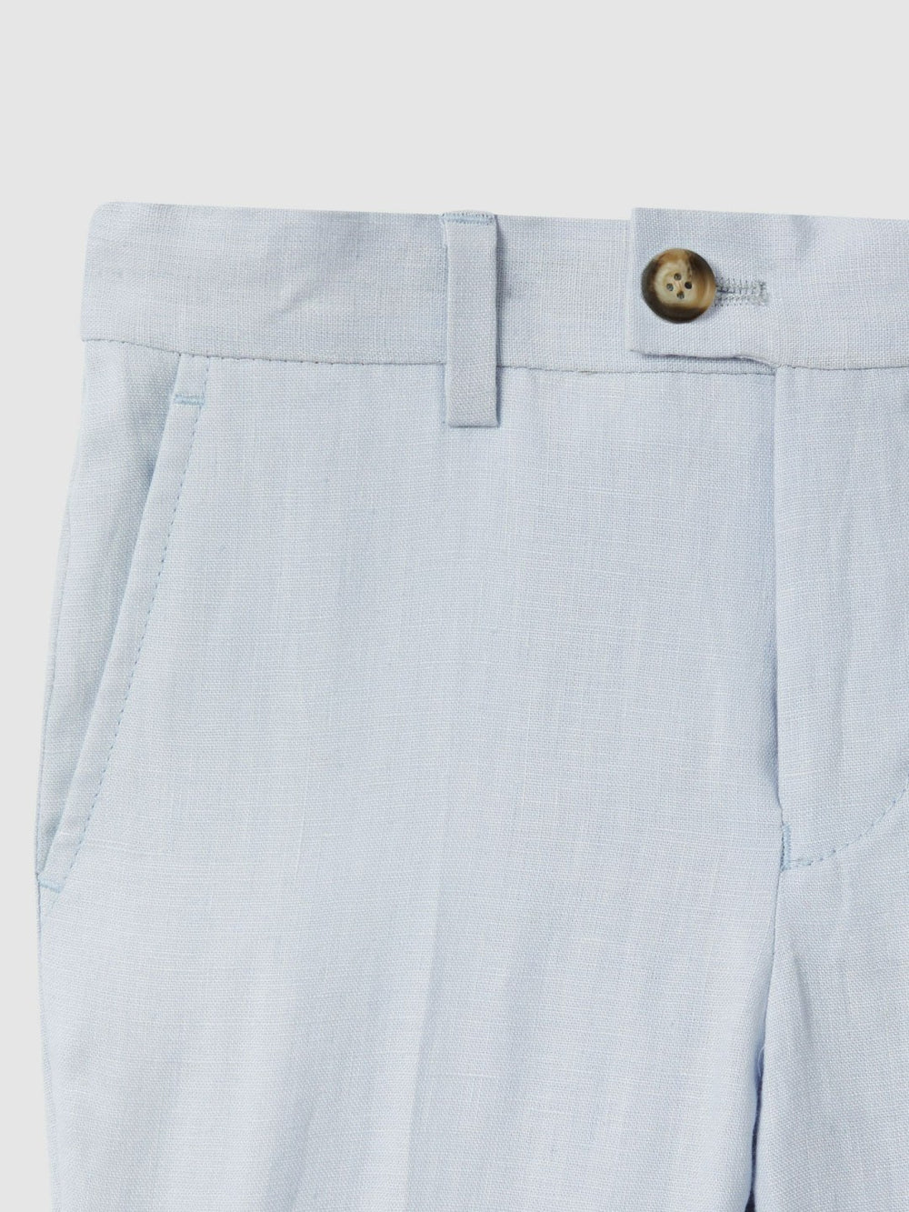 9-13 yrs Slim Fit Linen Adjustable Trousers in Soft Blue