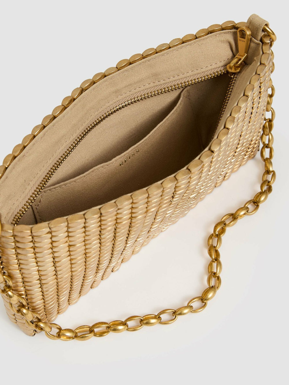 Beaded Removable Strap Shoulder Bag in Gold
