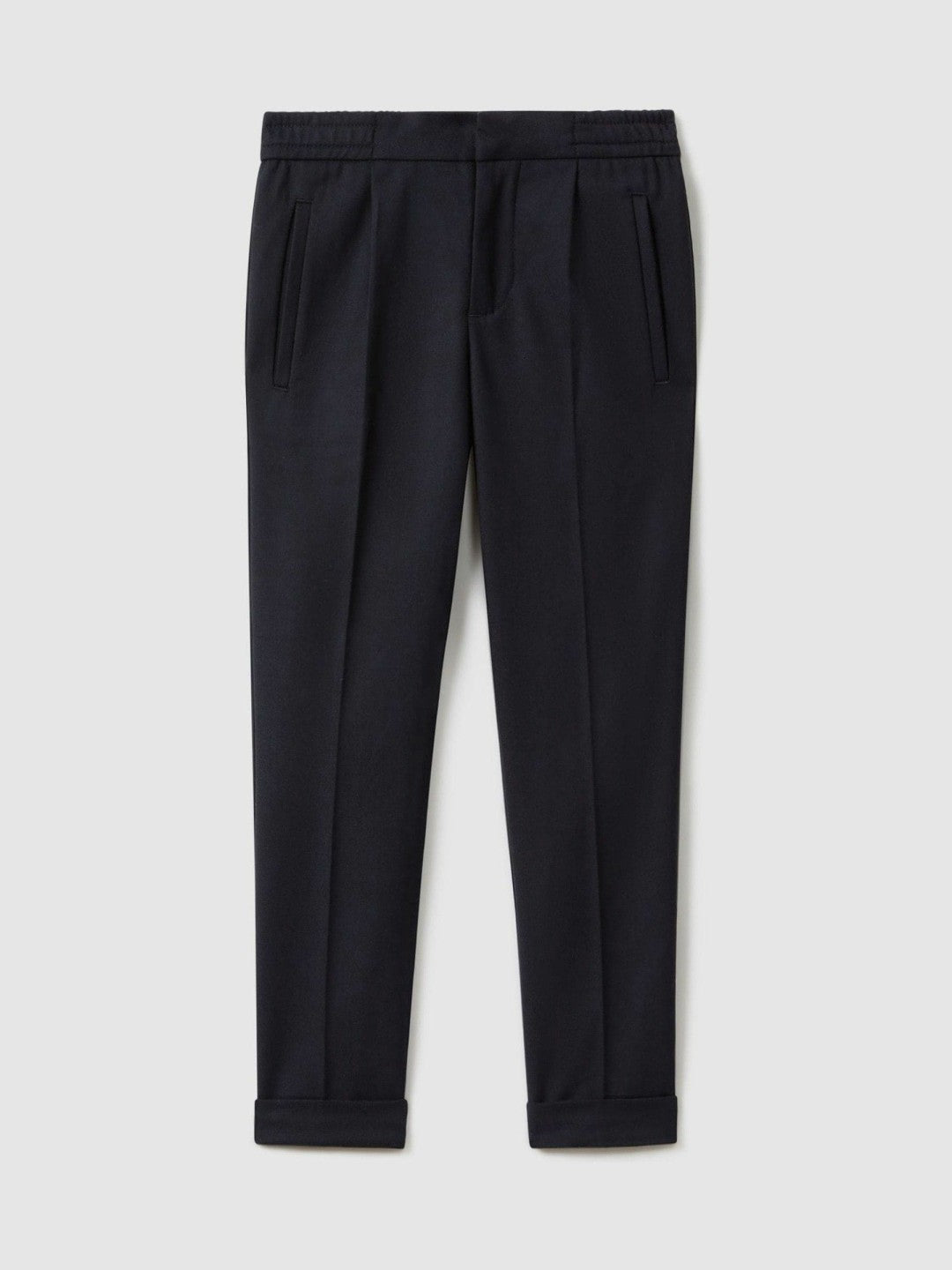 3-9 yrs Relaxed Elasticated Trousers with Turn-Ups in Navy