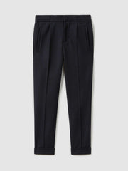 3-9 yrs Relaxed Elasticated Trousers with Turn-Ups in Navy