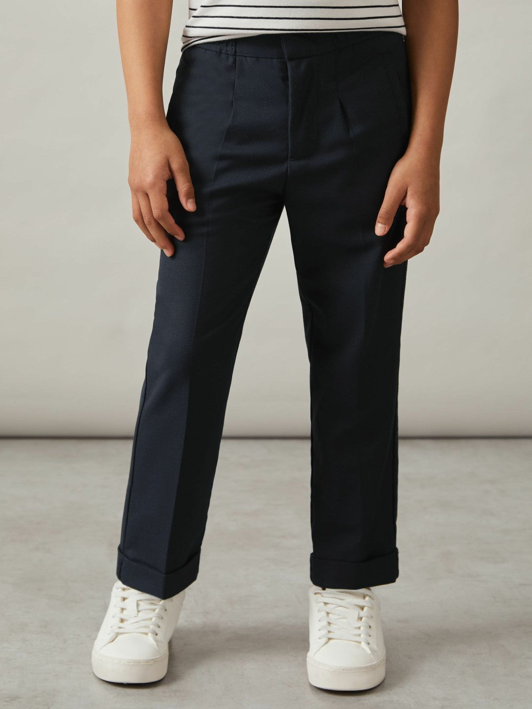 3-9 yrs Relaxed Elasticated Trousers with Turn-Ups in Navy
