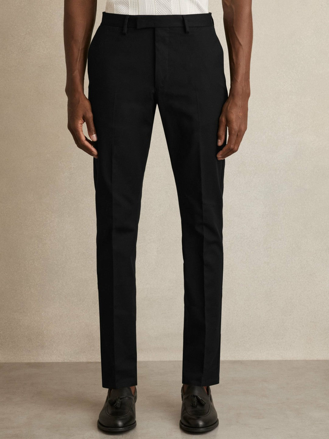 Slim Fit Cotton Blend Chinos in Black