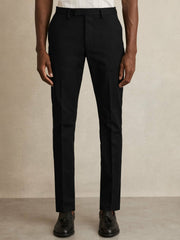 Slim Fit Cotton Blend Chinos in Black