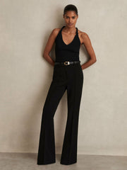 Flared Suit Trousers in Black