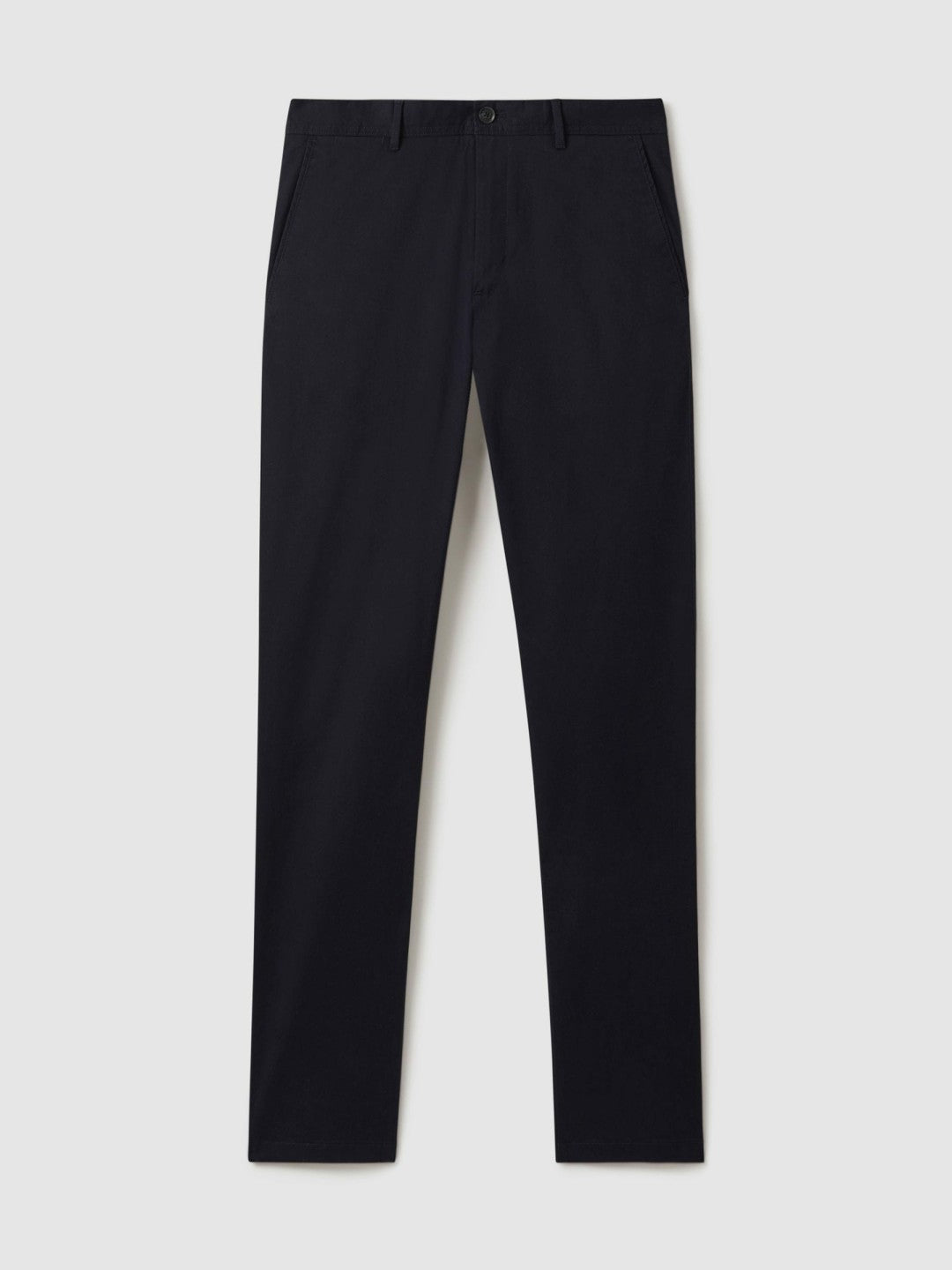Slim Fit Washed Cotton Blend Chinos in Navy