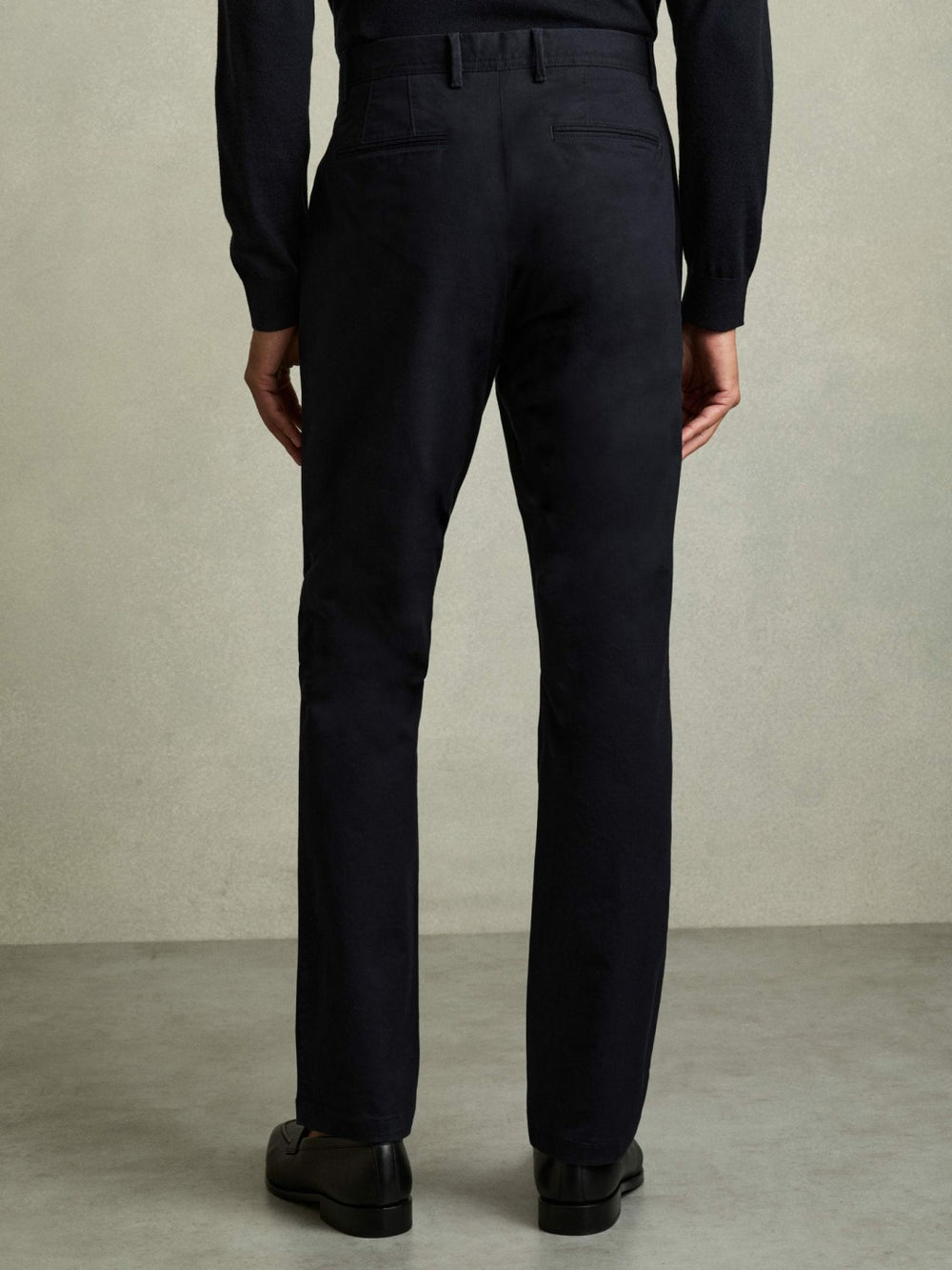 Slim Fit Washed Cotton Blend Chinos in Navy