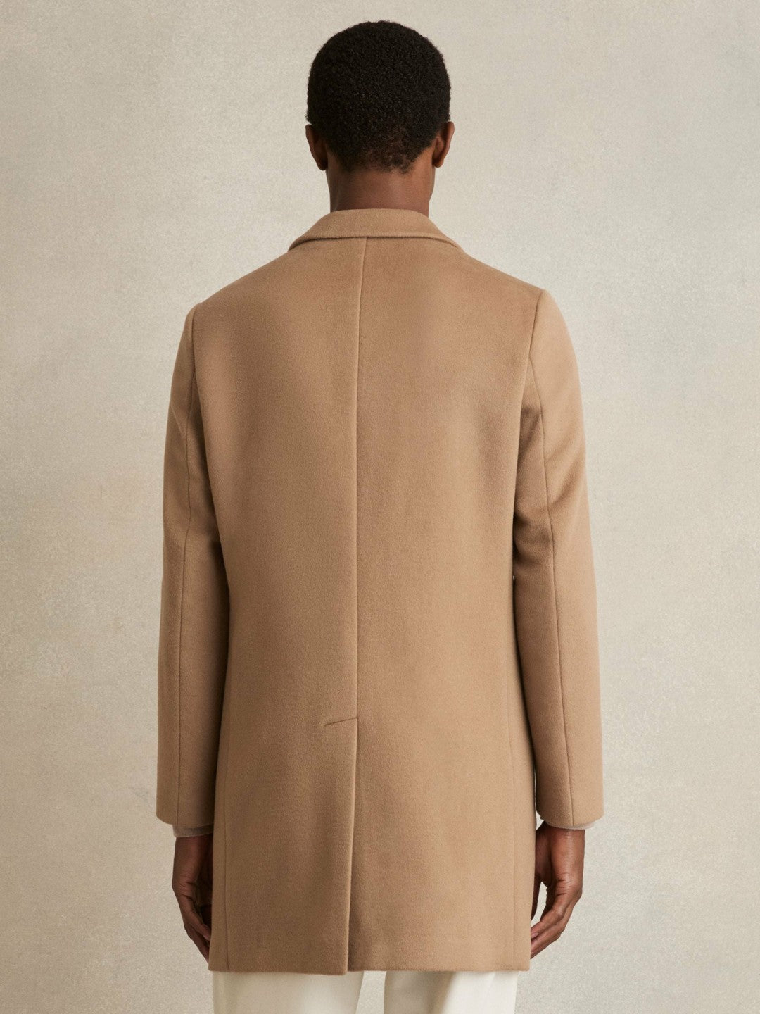 Wool Blend Single Breasted Epsom Overcoat in Camel