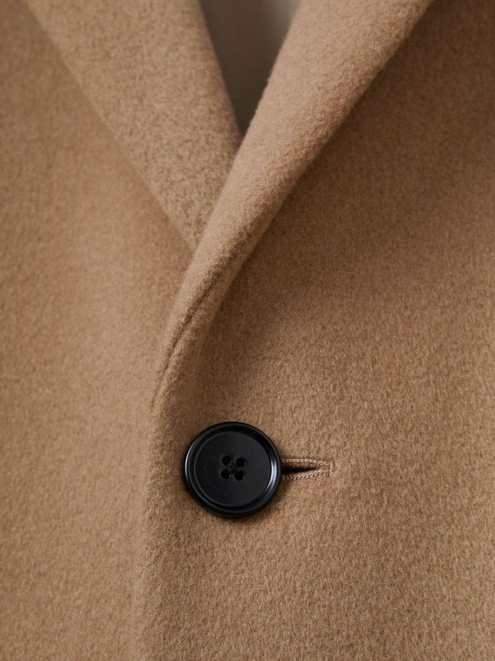 Wool Blend Single Breasted Epsom Overcoat in Camel